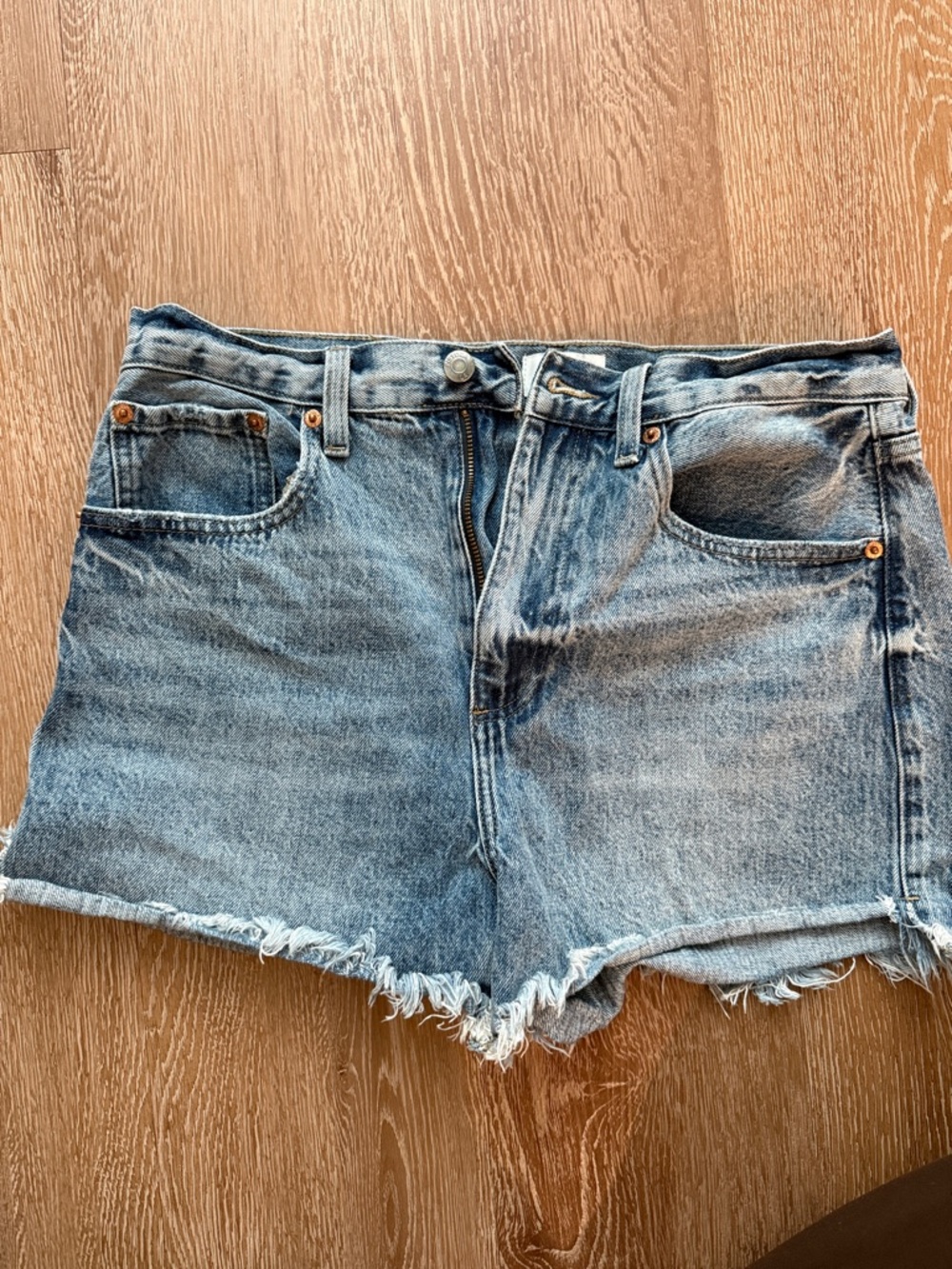 pistola Distressed Light Blue Denim Cutoff Shorts